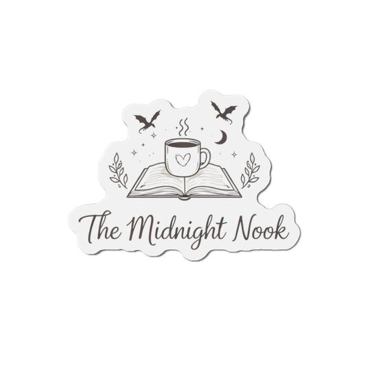 The Midnight Nook Die-Cut Magnet — Cozy Booklover Fridge Magnet